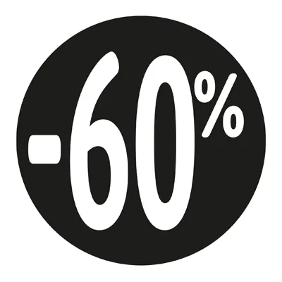 Etiquette Soldes -60% noir ø36mm - Sticker Soldes -60% - Paquet de 500 - Gommettes adhésives évènementielles