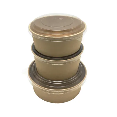 Saladier carton rond brun 1L ø 15 x 7,5 cm - Bol kraft - Bol salade - Lot de 50 - Boîtes salade, Bols salade-3