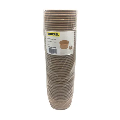 Saladier carton rond brun 1L ø 15 x 7,5 cm - Bol kraft - Bol salade - Lot de 50 - Boîtes salade, Bols salade-1