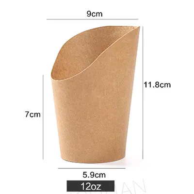 Pot wrap carton 350 ml 11,8 x 9 cm - Etui wrap - Gobelet snack - Brun - Lot de 50 - Emballage snacking-1