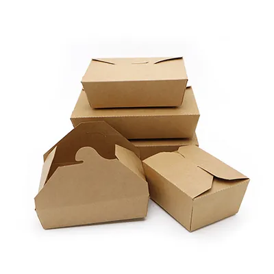 Boîte repas carton kraft 1500 ml 21,5 x 16 x 4,8 cm - Lunchbox carton - Lot de 50 - Boîtes repas jetables, Plateaux compartimentés-1