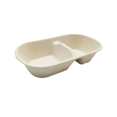 Boîtes à compartiments 1000ml bagasse 23,5 x 13 x 7 cm - Paquet de 50 - Boîtes repas jetables, Plateaux compartimentés