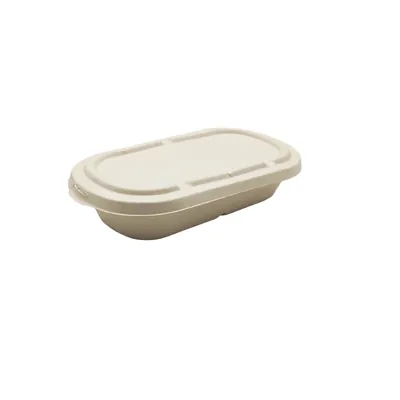 Couvercle bagasse pour boîtes à compartiment 24 x13,5 x 1,1 cm - Paquet de 50 - Boîtes repas jetables, Plateaux compartimentés-1