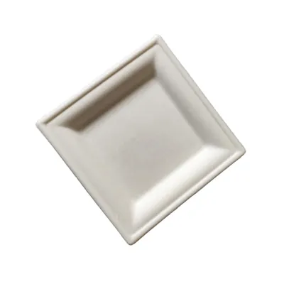 Assiette jetable carrée en fibre végétale biodégradable 20 x 20 x 2,05 cm - Blanc - Lot de 50 - Assiettes jetables