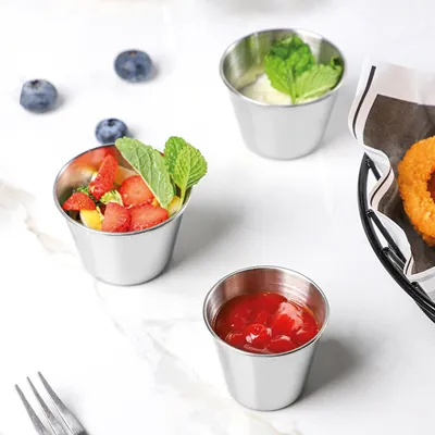Pot à sauce inox 60 ml - Ramequin inox - Lot de 5 - Pots à sauce, Verrines jetables-1