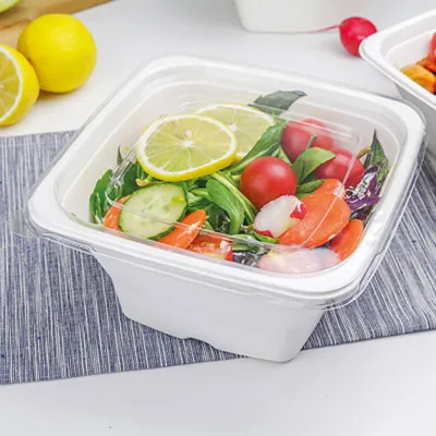 Couvercle plat plastique pour bol salade carré 17,7 x 17,7 x 1 cm - Lot de 50 - Boîtes salade, Bols salade-1