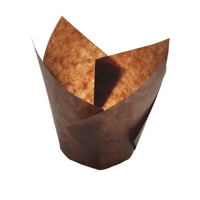 Caissette tulipe papier sulfurisé ø 50 x 88 mm - Caissette muffin - Caissette cupcake - Marron - Lot de 200 - Moules jetables, Caissettes papier