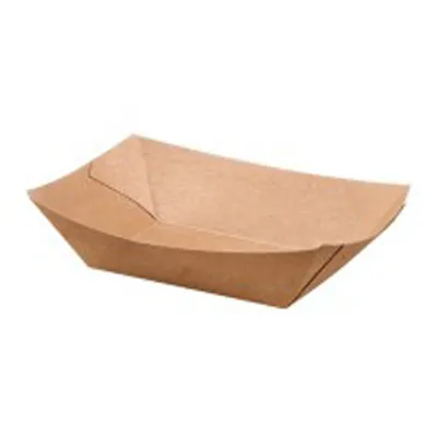 Barquette carton kraft ingraissable 360 ml - Barquette bateau - Brun - Lot de 250 - Emballage snacking