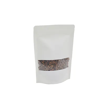 Sachet doypack avec fenêtre 500 ml 15 x 4 x 22 cm fermeture zip - Sachet stand up - Blanc - Lot de 50 - Sachets doypacks-1