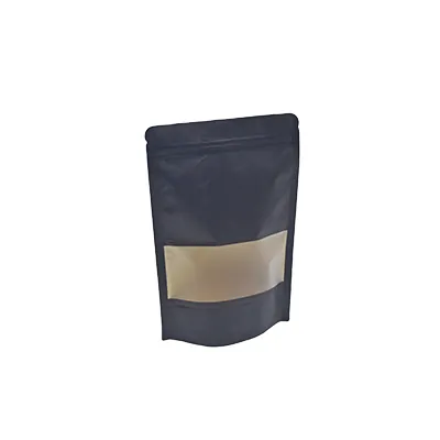 Doypack sachets kraft à fenêtre et fermeture zip - noir - 500 ml - Sachets doypacks