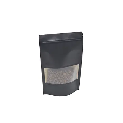 Sachet doypack avec fenêtre 500 ml 15 x 4 x 22 cm fermeture zip - Sachet stand up - Noir - Lot de 50 - Sachets doypacks-1