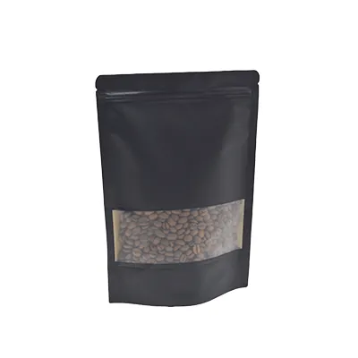 Sachet doypack avec fenêtre 750 ml 18 x 4 x 26 cm fermeture zip - Sachet stand up - Noir - Lot de 50 - Sachets doypacks-1