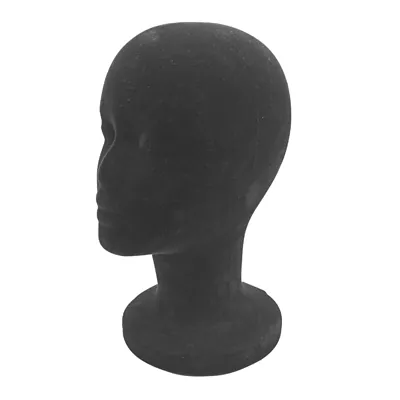 Tête mannequin femme polystyrène H 30 cm - Tête pour perruque, chapeau - Noir - Têtes-1