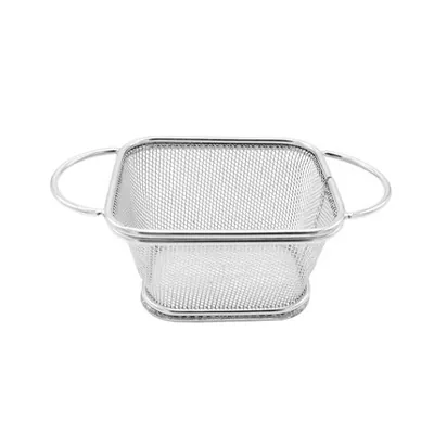 Mini panier à frites inox avec poignée 10,5 x 9 x 6 cm - Panier frites individuel - Barquettes frites, Cornets frites