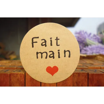 Étiquette adhésive Fait Main ø 35 mm kraft - Paquet de 600 - Étiquettes cadeaux adhésives-1