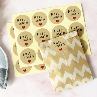 Étiquette adhésive Fait Main ø 35 mm kraft - Paquet de 600 - Étiquettes cadeaux adhésives-3