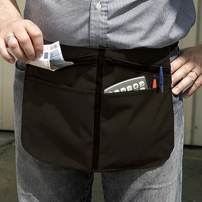 Sacoche poche à monnaie de serveur 4 compartiments - noir - polyester - 40,5 x 28,5 cm - Sacoches à monnaie-1