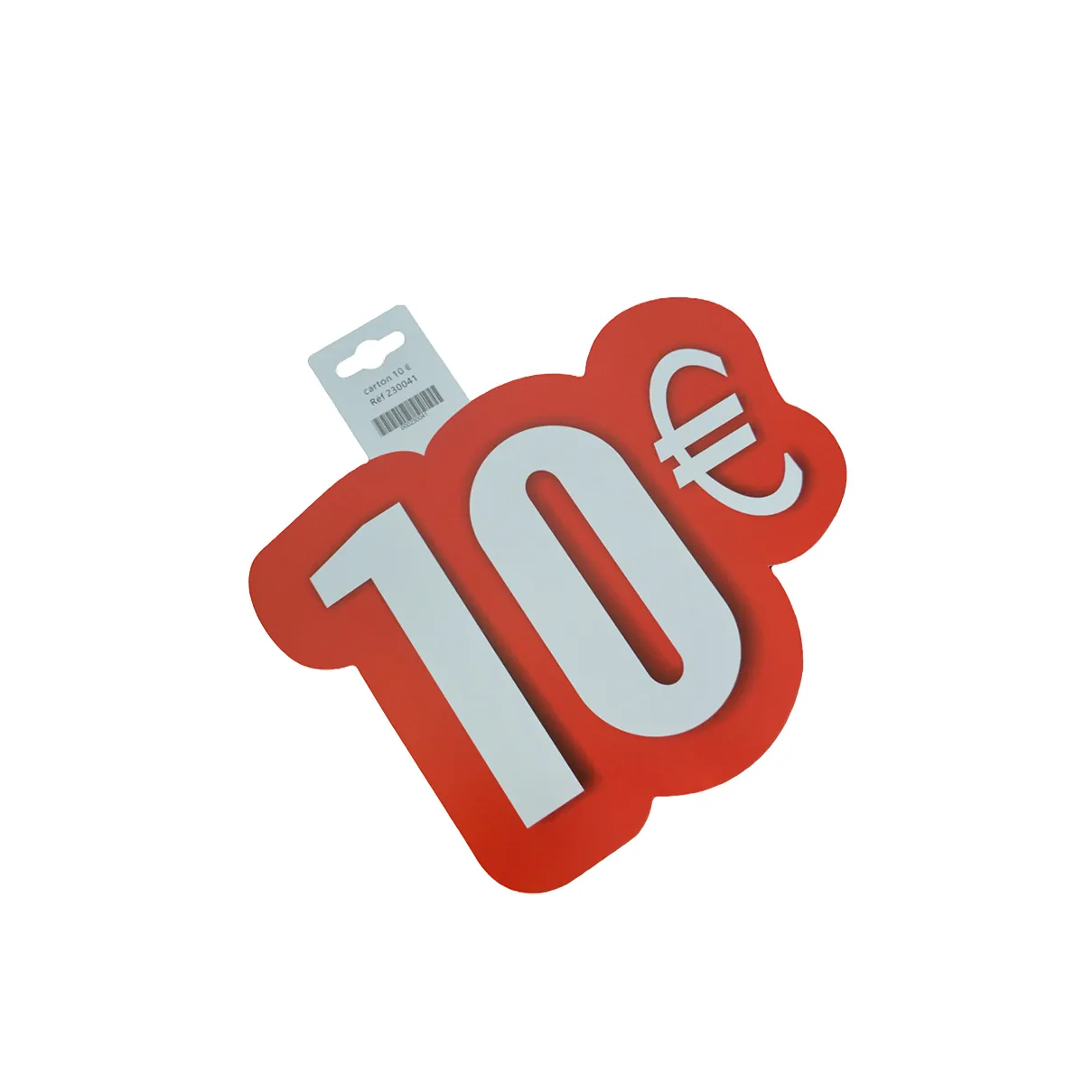 Affiche prix 10€ cartonnée Rouge / Blanc 28 x 21,5 cm - Affiches Prix et Pourcentages-1