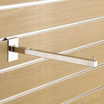 Bras droit pour fond rainuré L 30 cm métal chromé tube carré 17 x 17 mm - Bras-1