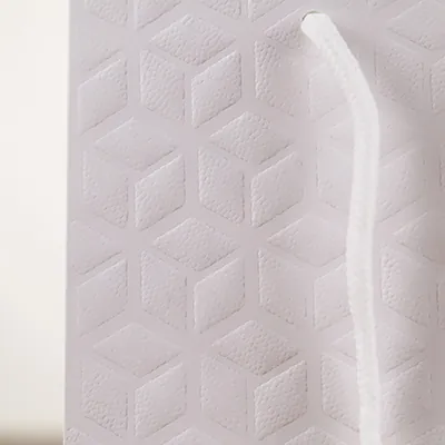 Sacs embossés blanc - moyen modèle - Sacs pelliculés poignées cordelette-1