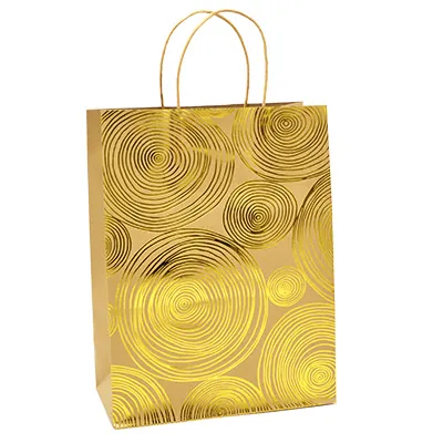 Sac kraft à spirales or 2 faces 25 + 13 x 33 cm - Paquet de 20 - Sacs kraft à motifs-1