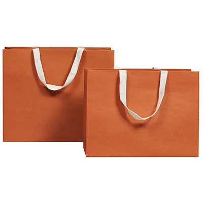 Sacs luxe terracotta poignées coton - 36 + 13 x H 30 cm - Sacs kraft luxe-1