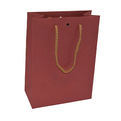 Sacs kraft vieux rose avec poignées cordelettes - 16 + 8 x H 22 cm - Sacs kraft luxe