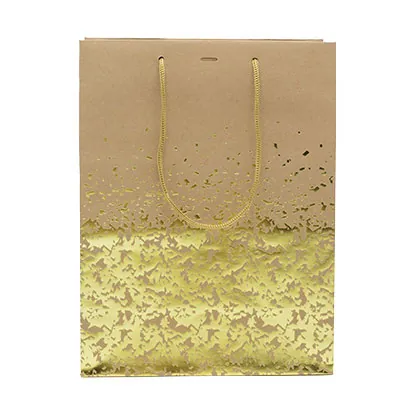 Sac kraft brun éclats or - 25 + 13 x 33 - Pqt de 20 - Sacs kraft luxe-1