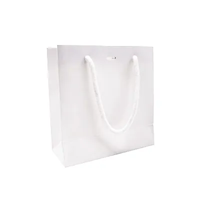 Sacs pelliculés blanc mat avec fenêtre - 18 + 8 x 19 cm - Sacs pelliculés poignées cordelette-1