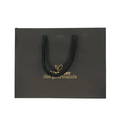 Sacs papier kraft poignées cordelettes - 22+9x17 cm - collection Épicerie Fine - Sacs pelliculés à motifs-1