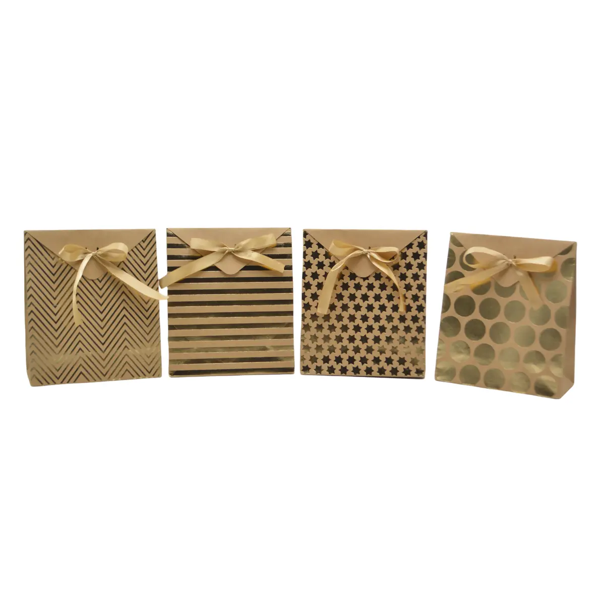 Pochettes cadeaux Chevrons - brun / or - moyen modèle - Pochettes cadeaux luxe-2