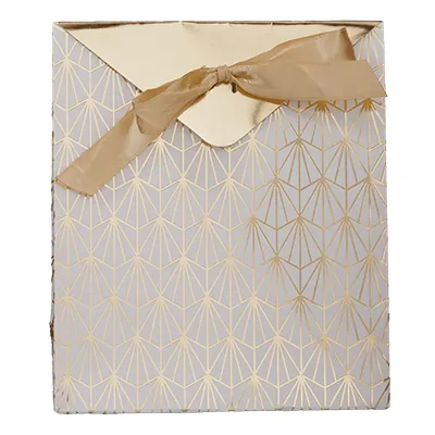 Pochettes cadeaux Art Déco - blanc / or - moyen modèle - Pochettes cadeaux luxe-1
