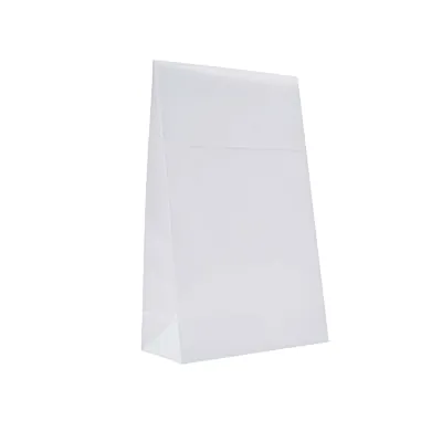 Pochette cadeau luxe blanche brillante pelliculée, adhésive 14+5,5x23 cm  – Paquet de 50 - Pochettes cadeaux luxe