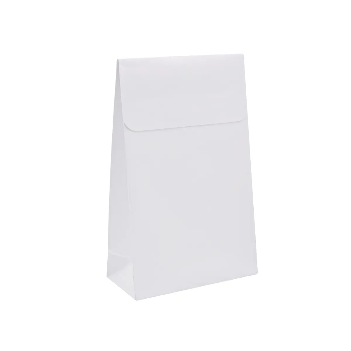 Pochette cadeau blanche mate pelliculée fermeture adhésive 14+5,5x23 cm – Paquet de 50 - Pochettes cadeaux luxe