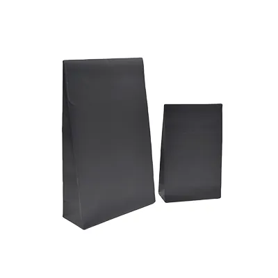 Pochette cadeau noire mate pelliculée fermeture adhésive 14+5,5x23 cm – Paquet de 50 - Pochettes cadeaux luxe-1