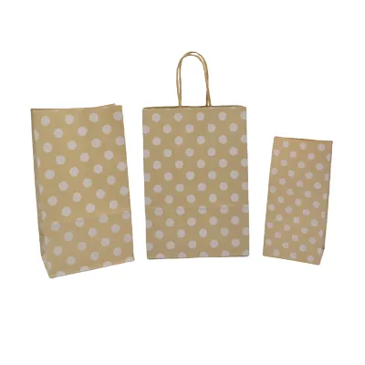 Sac SOS kraft brun à pois blancs 13+8x24cm 70g/m² – Paquet de 250 - Pochettes SOS kraft-1