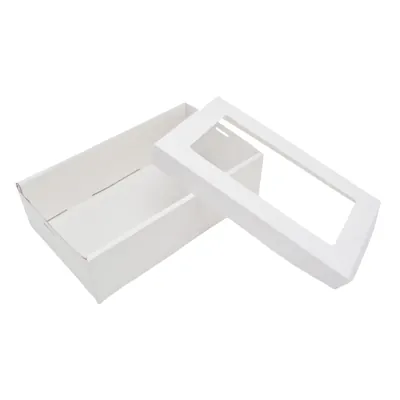 Boîte cadeau carton blanche à fenêtre avec couvercle 25,5 x 15,3 x 8 cm – Lot de 10 - Boites cloches
