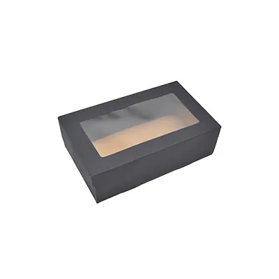 Boîte cadeau cloche rectangulaire noire à couvercle transparent 25,5x15,3x8cm – Paquet de 10 - Boites cloches-2