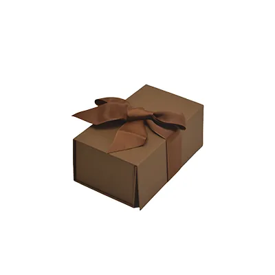 Boîte cadeau tissu avec noeud marron mat 18 x 10 x 7 cm, paquet de 5 - Boites cadeaux carton pliables