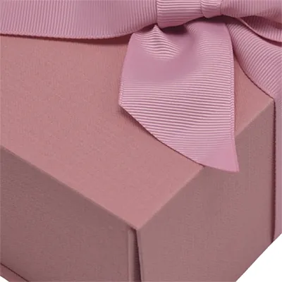 Boîte cadeau tissu avec noeud rose mat 23 x 16 x 9 cm, paquet de 5 - Boites cadeaux carton pliables-1