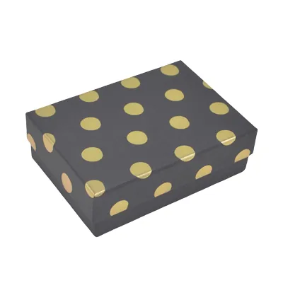 Boîte cadeau cloche rectangulaire noire à pois dorés 14,5x10x5cm – Paquet de 10 - Boites cloches