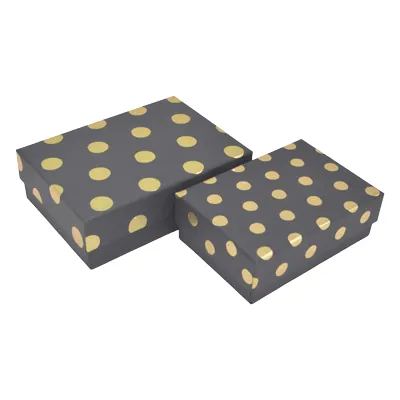 Boîte cadeau cloche rectangulaire noire à pois dorés 14,5x10x5cm – Paquet de 10 - Boites cloches-2