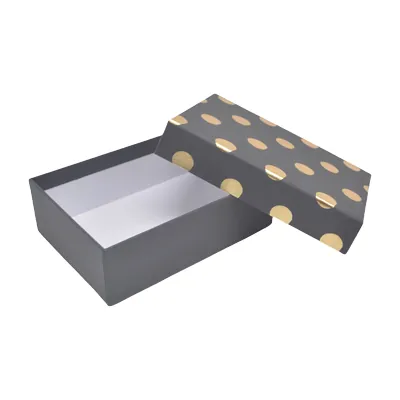 Boîte cadeau cloche rectangulaire noire à pois dorés 17x12x5,5cm – Paquet de 10 - Boites cloches-1