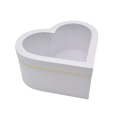 Boîtes cœur blanches liseré or à fenêtre 23,5x21,5x10 cm – Paquet de 2 - Boites cloches