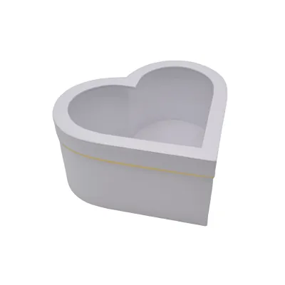 Boîte cœur en carton avec fenêtre, blanc avec liseré doré 26 x 24 x11,5 cm - Lot de 2 - Boites cloches
