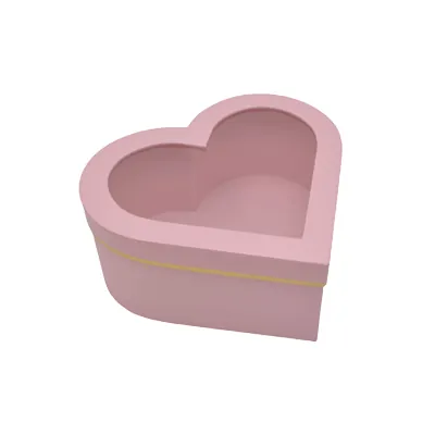 Boîtes cœur roses liseré or à fenêtre 26+24x11,5 cm – Paquet de 2 - Boites cloches