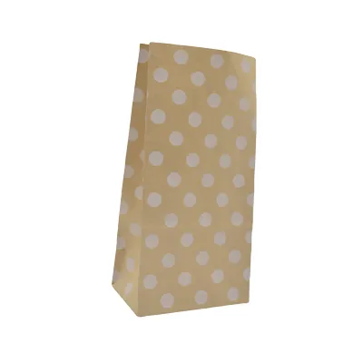 Sac SOS kraft brun à pois blancs 9+6x18cm 70g/m² – Paquet de 250 - Pochettes SOS kraft