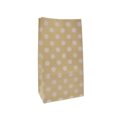 Sac SOS kraft brun à pois blancs 13+8x24cm 70g/m² – Paquet de 250 - Pochettes SOS kraft