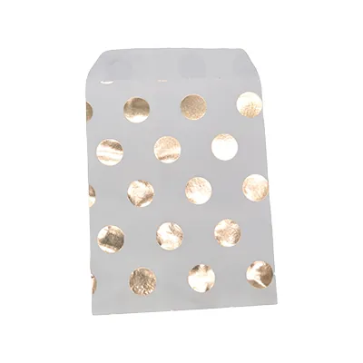 Pochettes cadeaux kraft blanc pois or dorure à chaud 13 x 18 cm 50 g/m² - Paquet de 100 - Pochettes cadeaux à motifs
