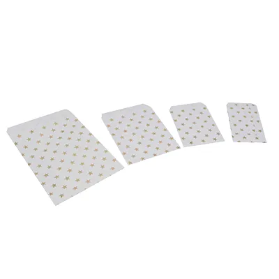 Pochettes cadeaux kraft blanc étoiles or dorure à chaud 8 x 15 cm 50 g/m² - Paquet de 100 - Pochettes cadeaux à motifs-1